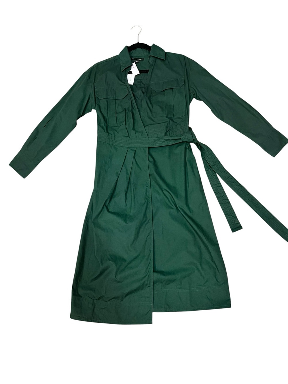 Banana Republic Forest Green Long Sleeve Wrap Shirt Dress sz XS NWT utility - Picture 3 of 7